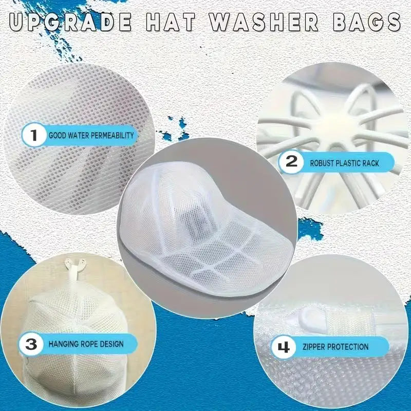 2pcs Mesh Hat Cleaning Set – Bag & Drying Rack, Gentle Baseball Cap Cleaner, Laundry Cage Stand Zpaxo