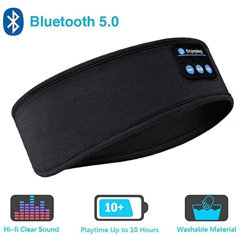 Fone Bluetooth Earphones Sports Sleeping Headband Elastic Wireless Headphones Music Eye Mask Wireless Bluetooth Headset Headband Zpaxo black