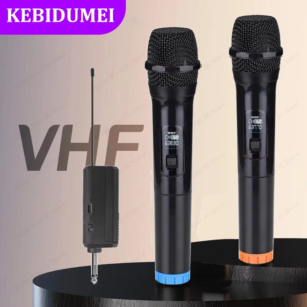 Wireless Microphone Handheld Micphone 2 Channels UHF Fixed Frequency