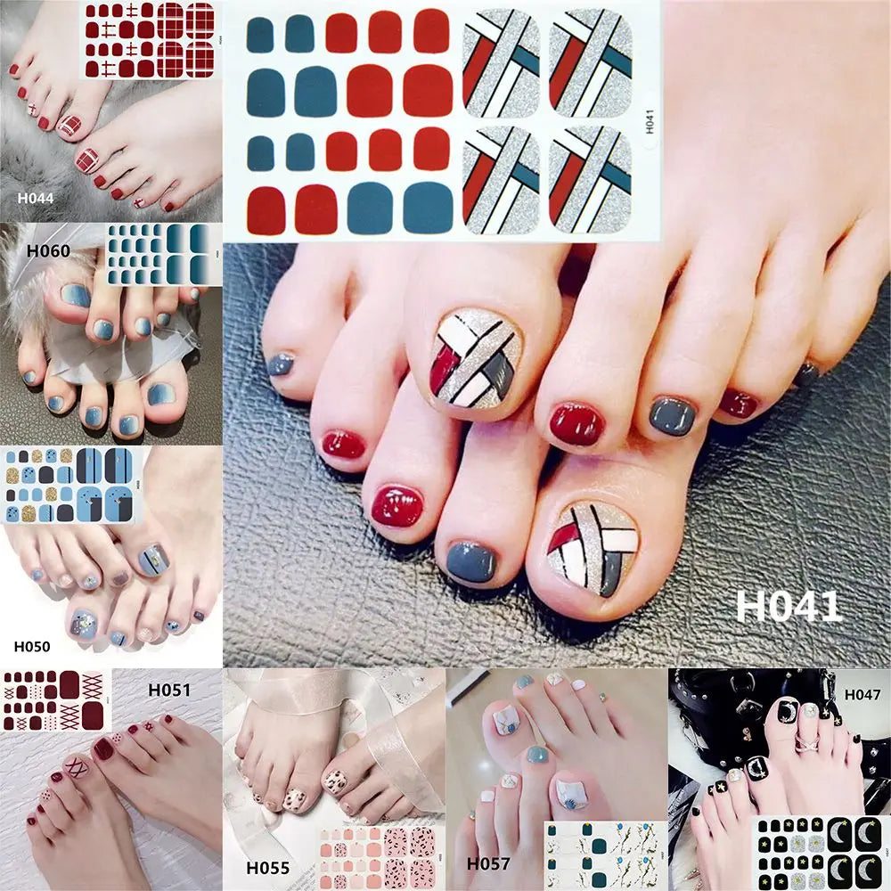 22PCS Toe Nail Stickers/Strips Nail Art Fake Nails Stickers for Nails Toe Self-Adhesive Feet Stickers for Girls DIY Zpaxo