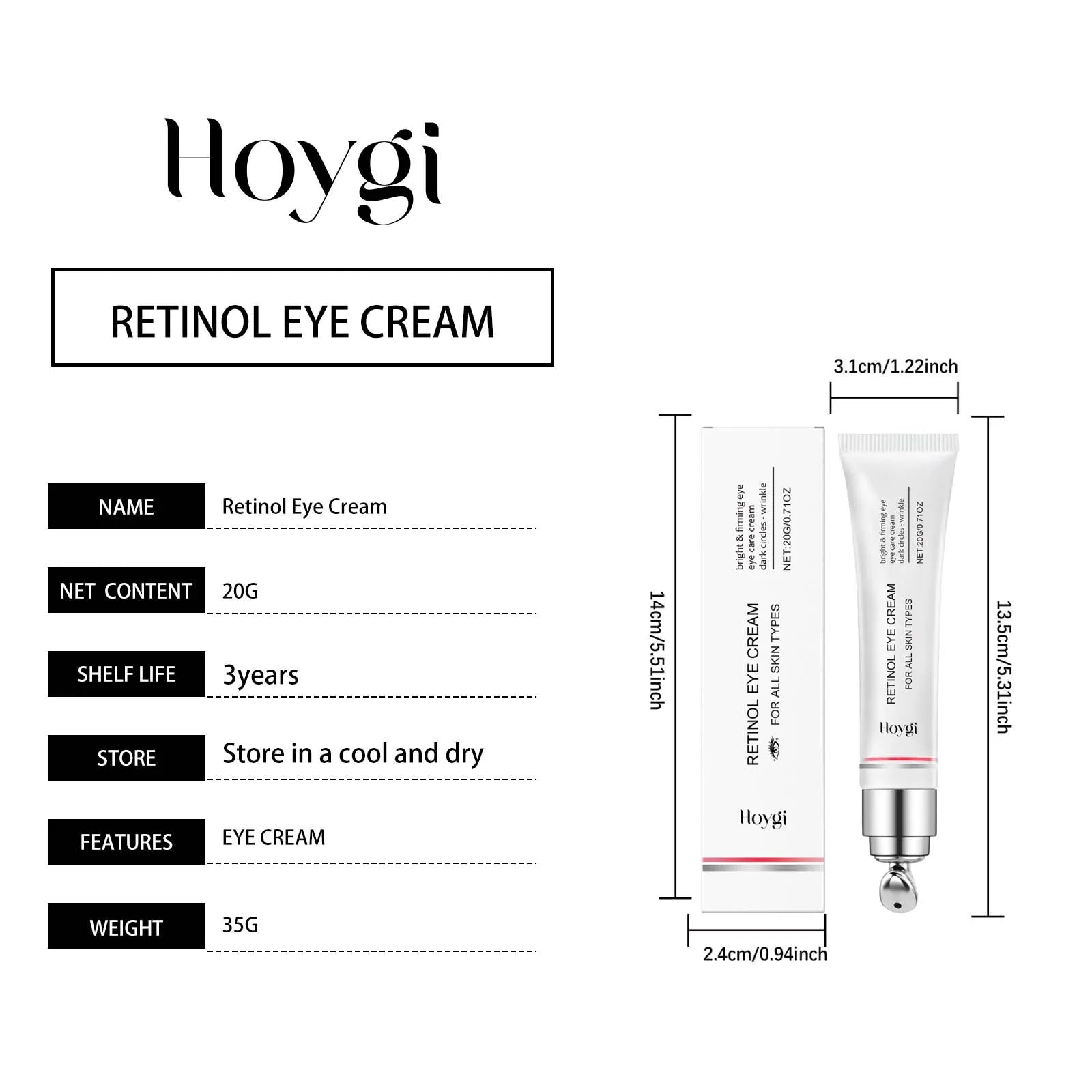 Hoygi Retinol & Bee Venom Peptide Firming Eye Cream Series Anti-Aging Eye Cream Zpaxo Retinol