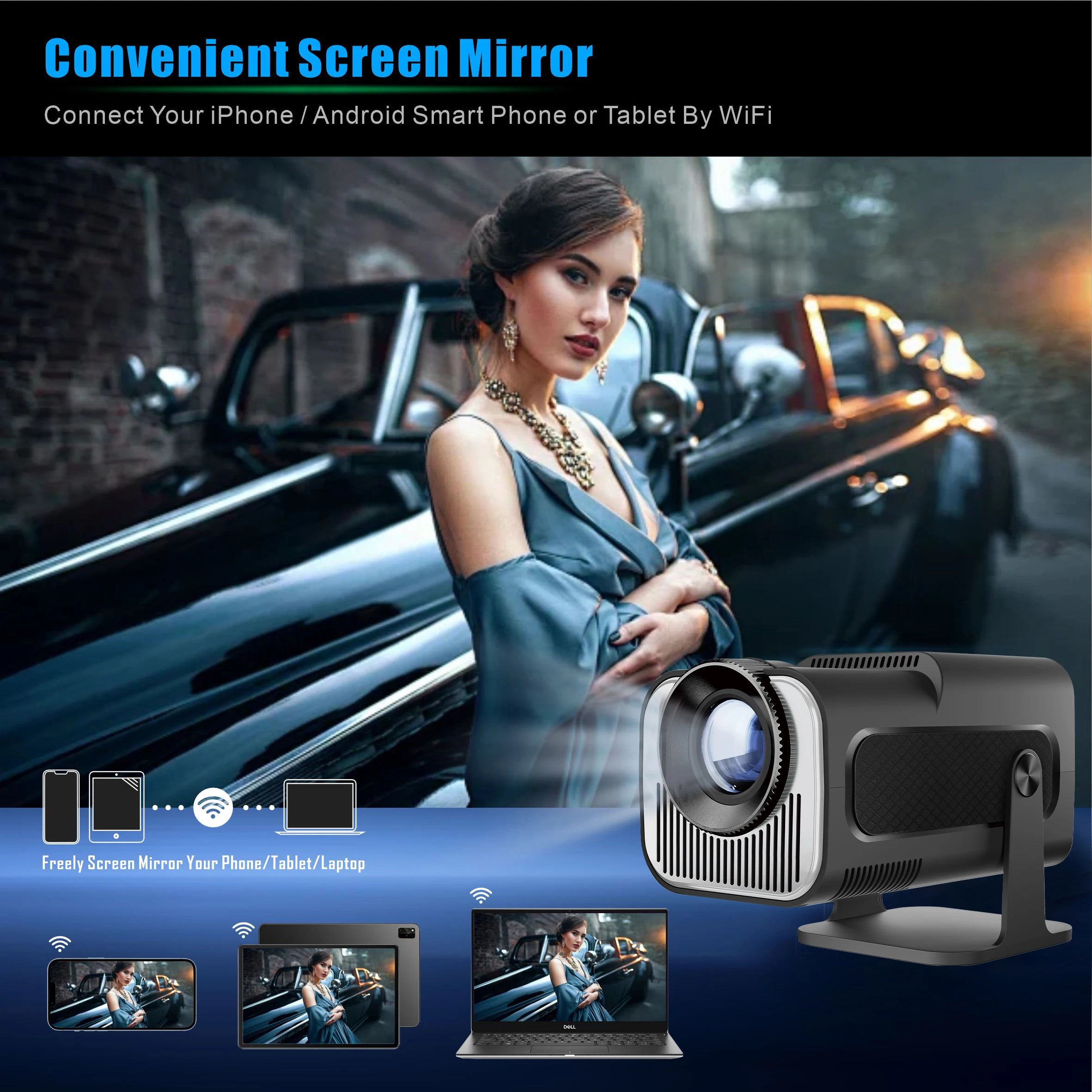 HY320 Mini Projector Android11 H713 Wifi6 320ANSI Native 1280 720P Zpaxo