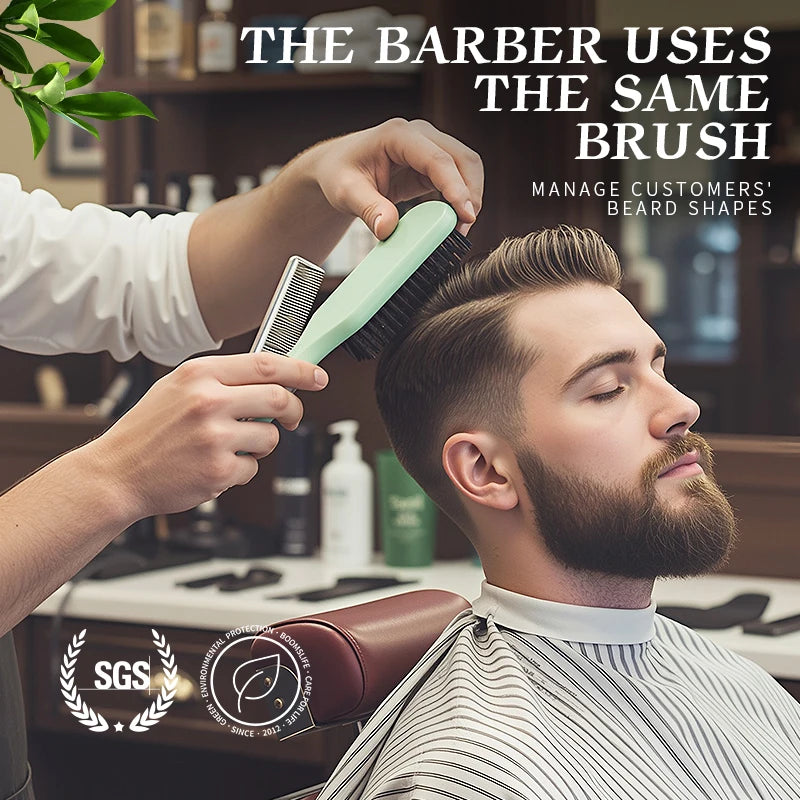 BOOMSLIFE Custom Hard Nylon Bristle Wood Beard Brush for Men Grooming Beard Wood Comb Beard Wooden Handle Men Beard Comb Zpaxo