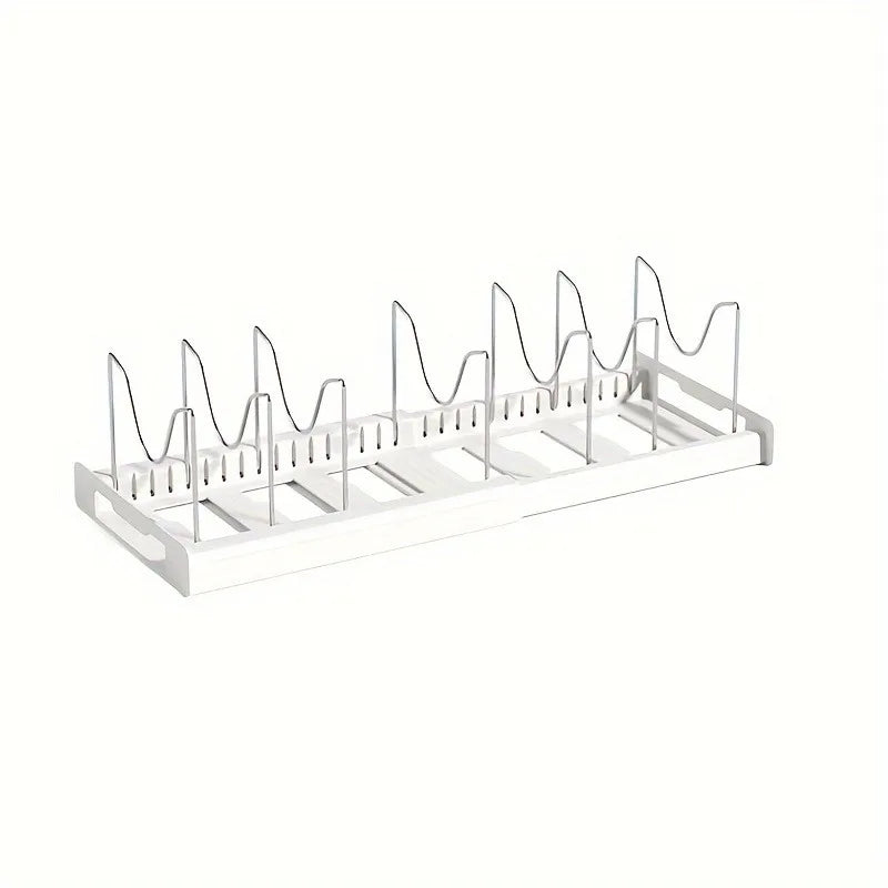 Expandable Kitchen Cabinet Pot Organizer Rack, Adjustable Divider, Multi-purpose Pots And Pans Storage Solution Zpaxo WHITE