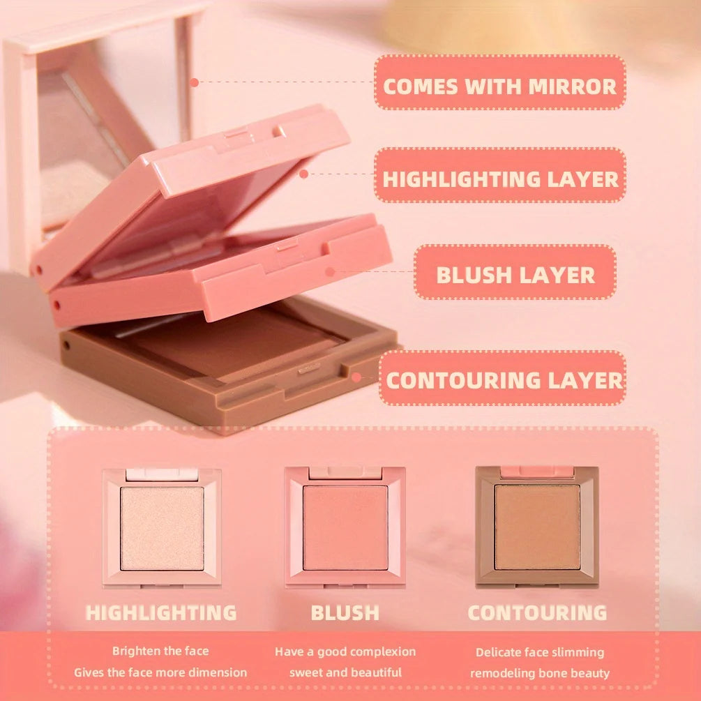 3 In 1 Matte Highlighter Blush Palette Blush Eyeshadow Face Cosmetics Makeup Palette Female Multifunctional Palette Zpaxo
