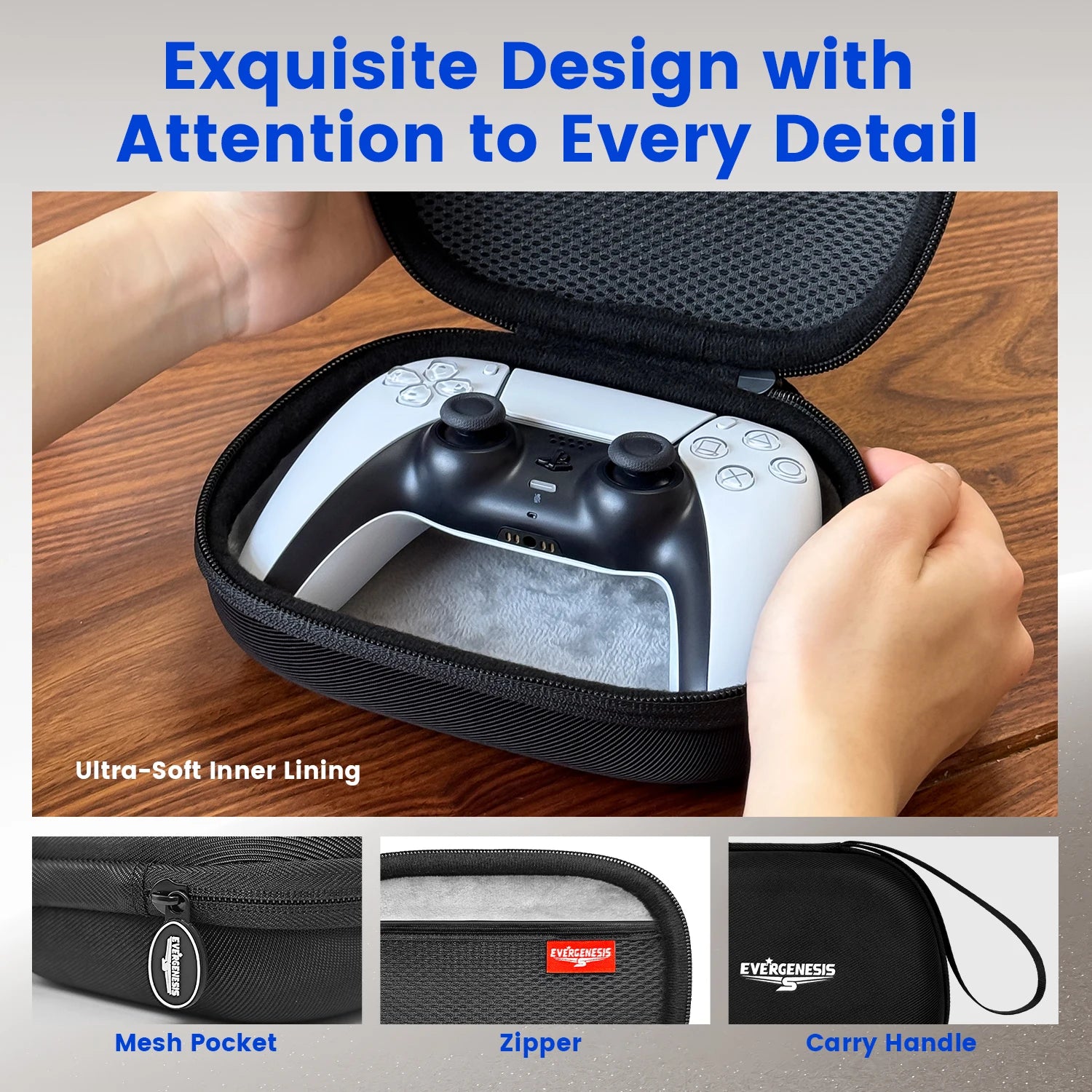 Shockproof EVA Controller Carrying Case for PS5/Xbox Serie X/S/Switch Pro with Anti-Scratch Velvet Lining & Accessory Pocket Bag Zpaxo