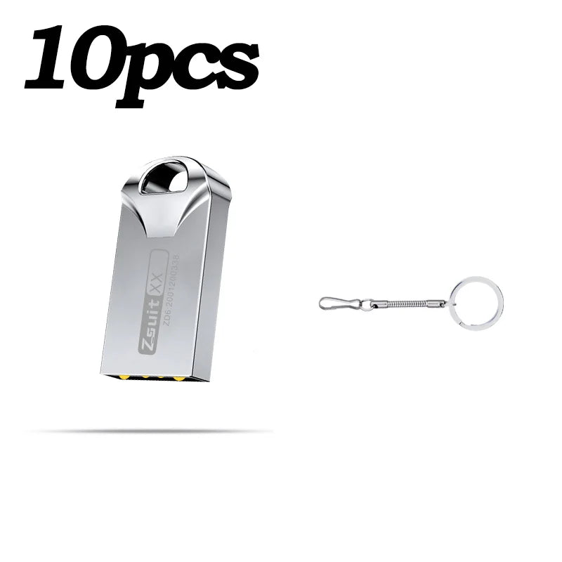 Zsuit 10pcs Waterproof Metal USB Flash Drive 64GB Pendrive Flash Disk 128G Usb 3.0 Memory Stick USB 2.0 Free Logo Mini U Disk Zpaxo 8 GB GRAY