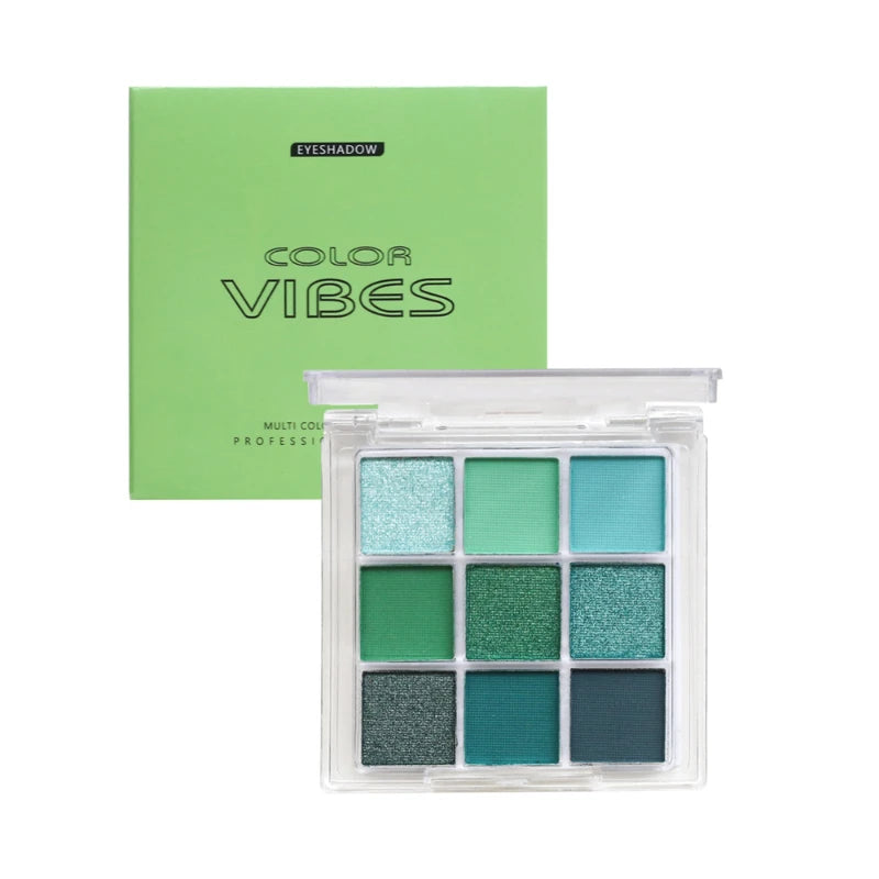 9-Grid Multi-color Eyeshadow Palette Glitter Pearlescent Matte Eye Shadow Shimmer Long Lasting Women Eye Makeup palette Cosmetic Zpaxo green