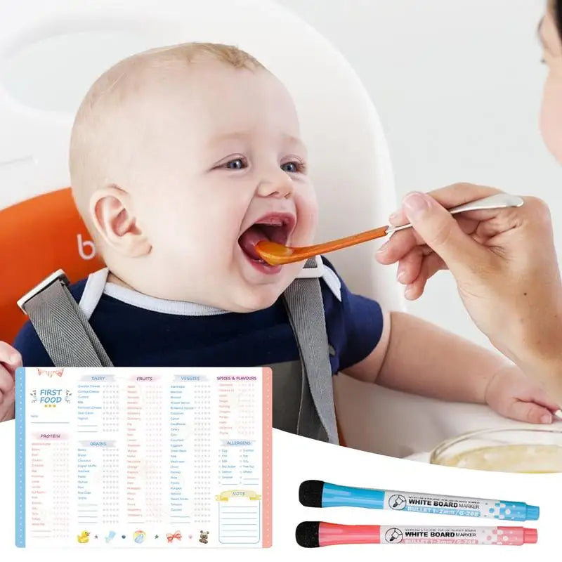 Baby First Foods Tracker Fridge Magnet Food Daily Log Book Repeatable