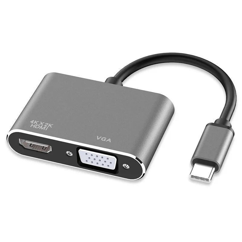 4K USB C HDMI-compatible VGA Adapter Audio Video Converter Samsung Zpaxo 2 IN 1 VGA HDMI