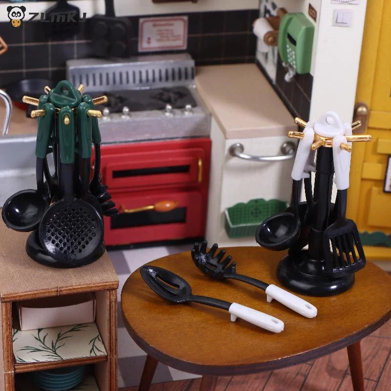 ▶1Set Mini Kitchenware Models For Dollhouses, Mini Spatula Utensils Models, Shooting Scene Props Zpaxo