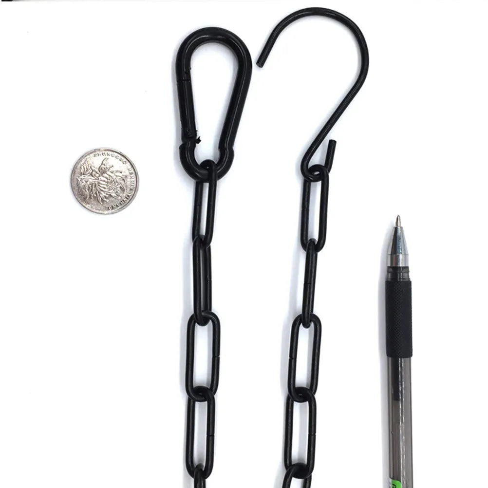 2Sets Heavy Duty Iron Hanging Chain Black Coated Adjustable Hooks