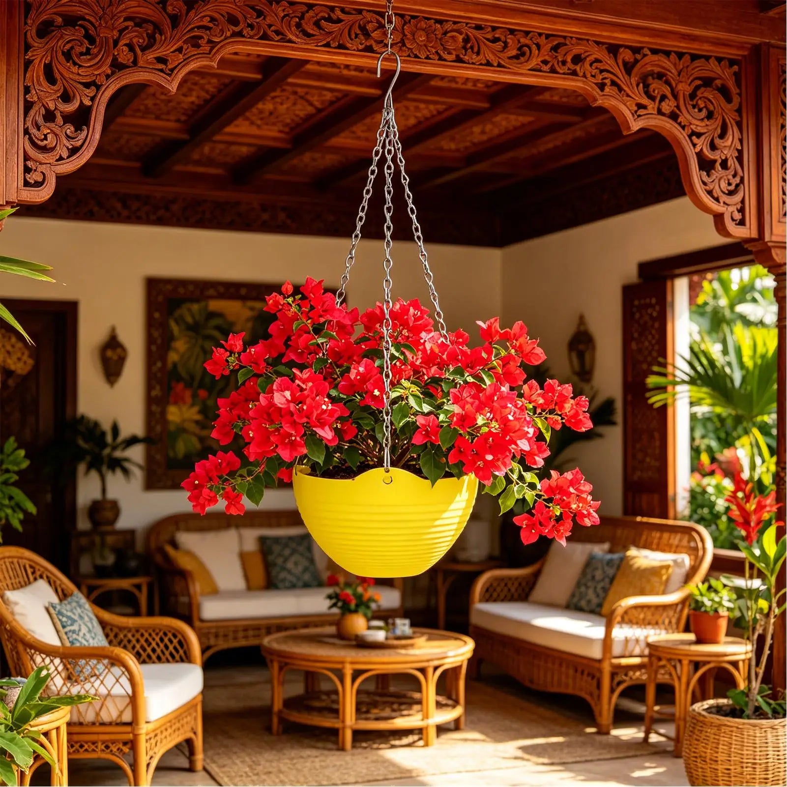 Hangable Flower Pot Decorative Resin 2 Indoor Outdoor Garden Patio