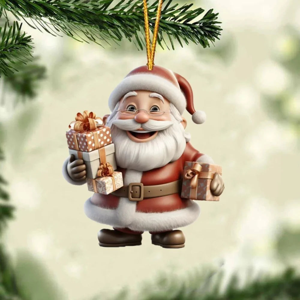 2D Santa Claus Acrylic Christmas Tree Hanging Ornament Christmas Ornament Zpaxo