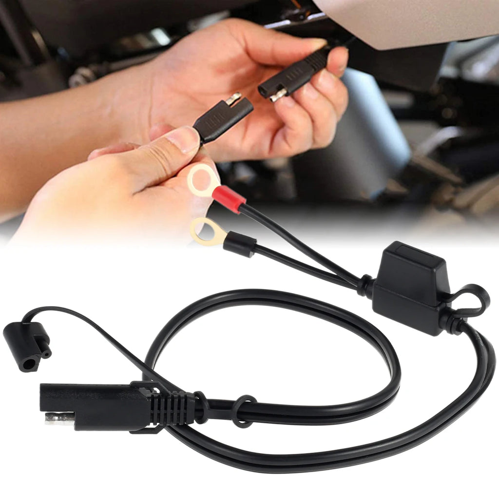 1/2PCS Quick Release SAE Cable With 10A Fuse Terminal O Connector Moto Battery Charger Extension Adapter Wire 18AWG Terminal Zpaxo