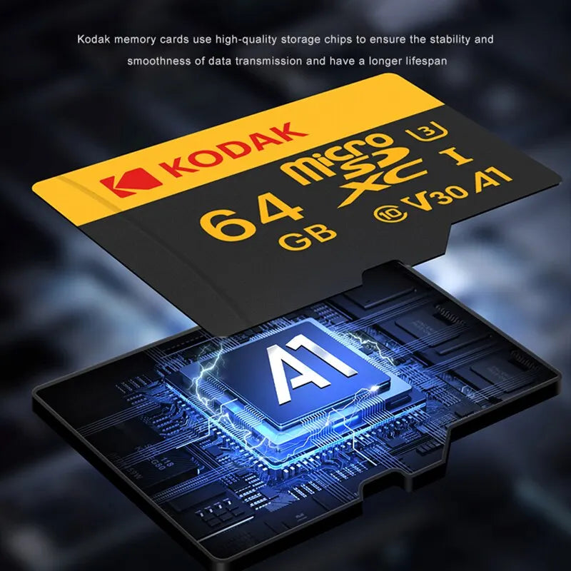 KODAK Micro SD Card Memory Card UP TO 100MB/s C10 U3 32GB 64GB 128GB 256GB TF Card 4K HD For USB Card Reader Adapter Microsd Zpaxo