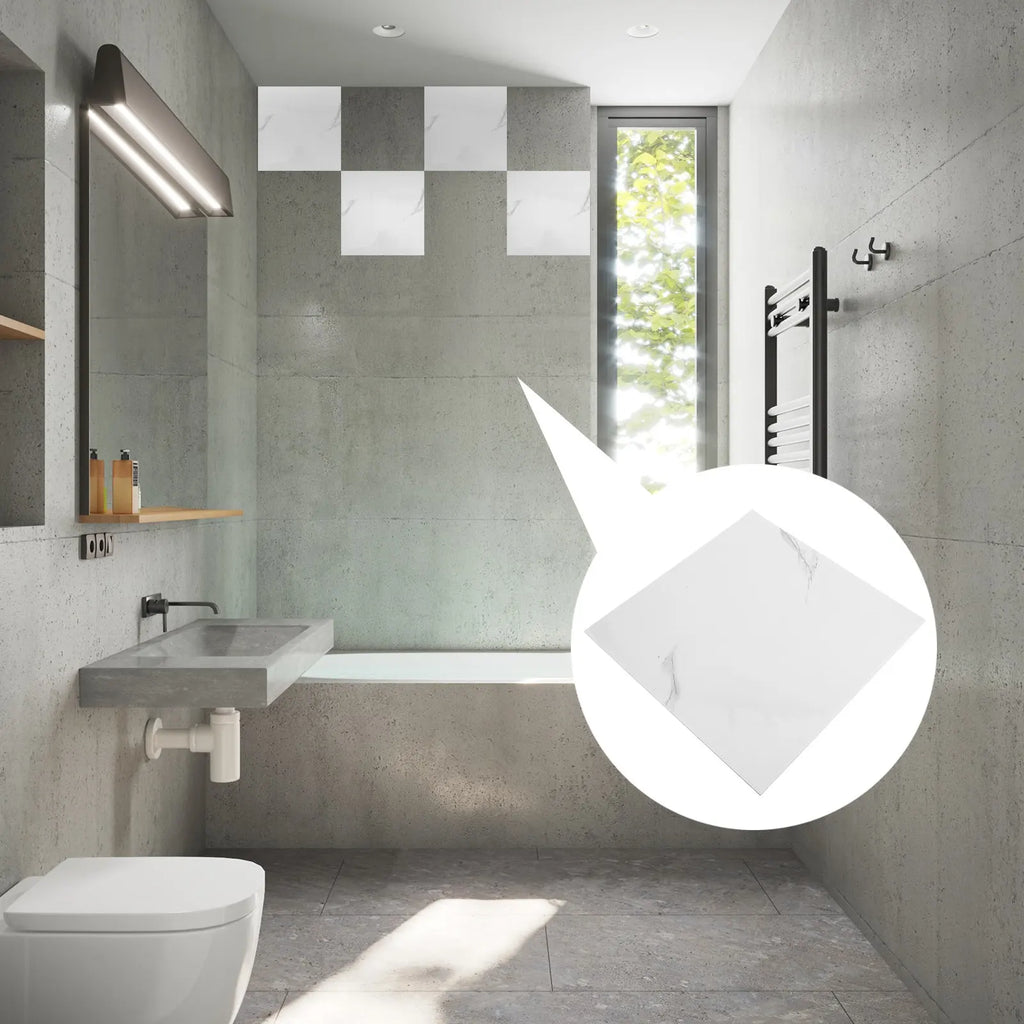 Self Adhesive Marble Look Wall Tiles 11 79x11 Waterproof Bathroom