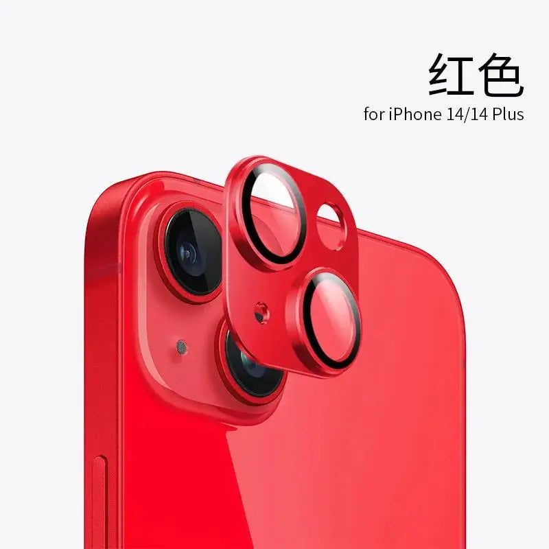 9999D Metal Tempered Glass Full Coverage Camera Lens Protector for iPhone 16 Pro Max 15 Pro 14 Plus Black Protection Accessories Zpaxo Red For iPhone 16