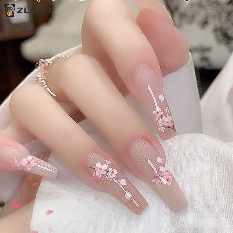 ▶1Sheet 5D Soft Relief Sakura Nail Stickers Nail Art Decoration Nail Decals Self-adhesive Flowers Sticker Press On Nails Sticker Zpaxo