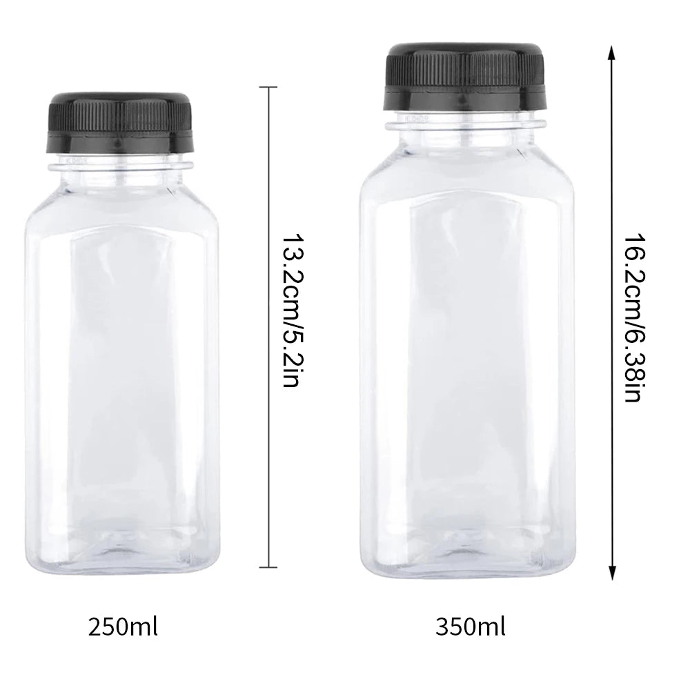 Plastic Juice Bottle 250ml/350ml Empty Bottle with Caps for Juicing Drinks Smoothies Zpaxo