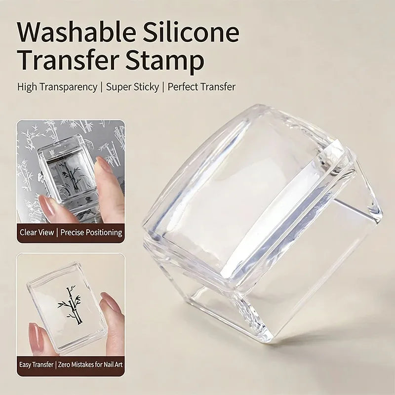Nail Stamper Plates French Manicure Square Transparent Silicone