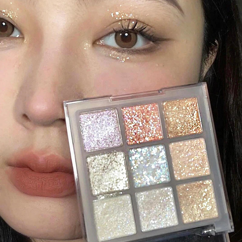 9Colors Glitter Eyeshadow Palette Pearlescent Earth Eye Shadow