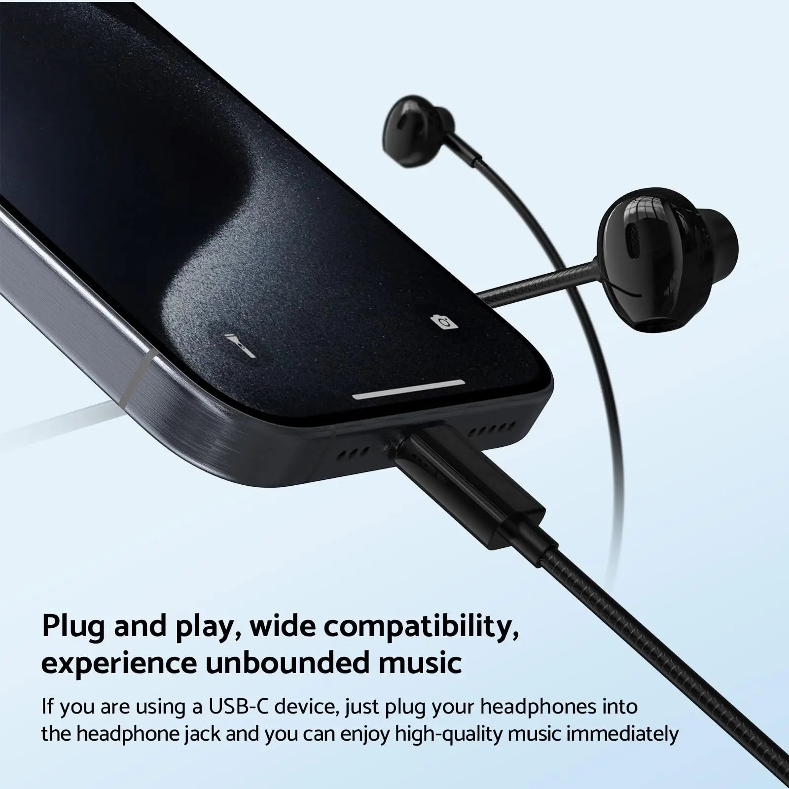 C Wired Earphones Bass Stereo Sound Volume Control Iphone Xiaomi