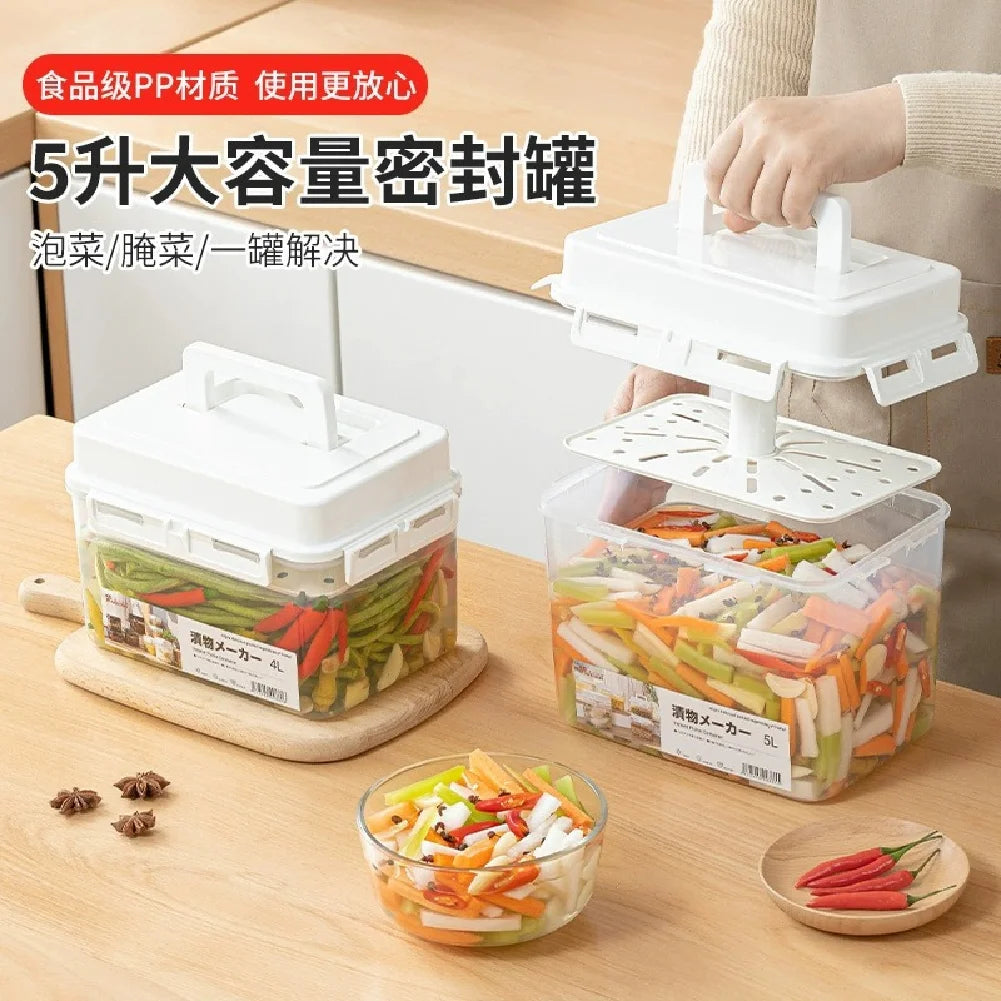 5L Press-Top Fermentation Jar | Kimchi, Pickle & Sauerkraut Crock Fermentation Jar Zpaxo