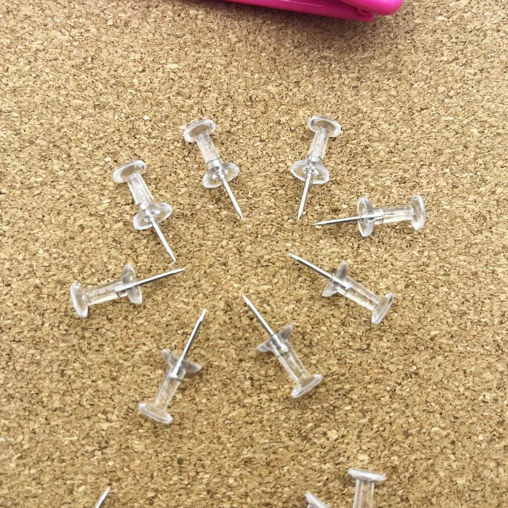 20/50/100pcs Push Pins Transparent Thumb Tacks With Plastic Box Home Office School Craft Projects Cork Board Photo Wall Bulleti Zpaxo