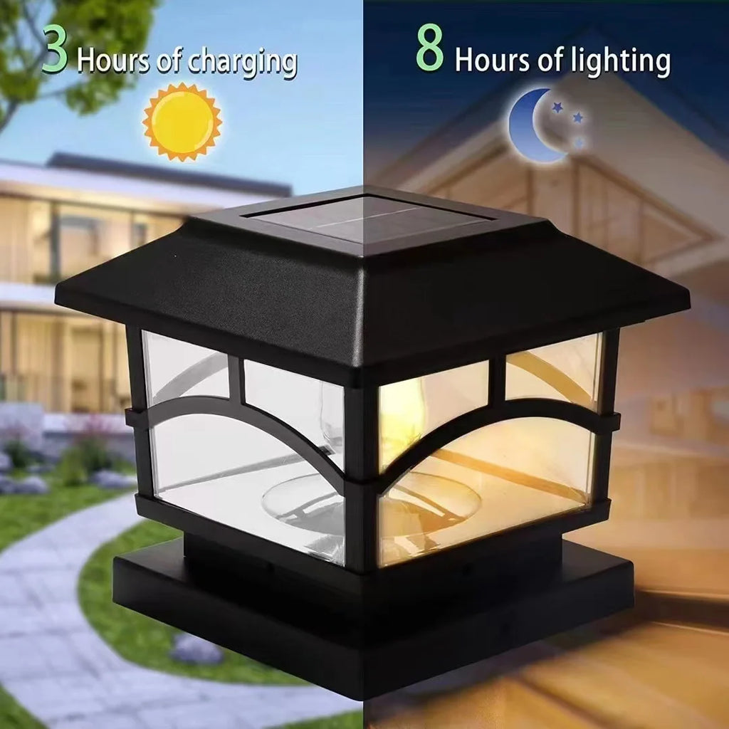 Solar Post Cap Lights, Outdoor Panel Lamp for Fence Deck, Garden Patio Posts, Waterproof Plywood LED Light, 4x4, 5x5, 6x6 Zpaxo