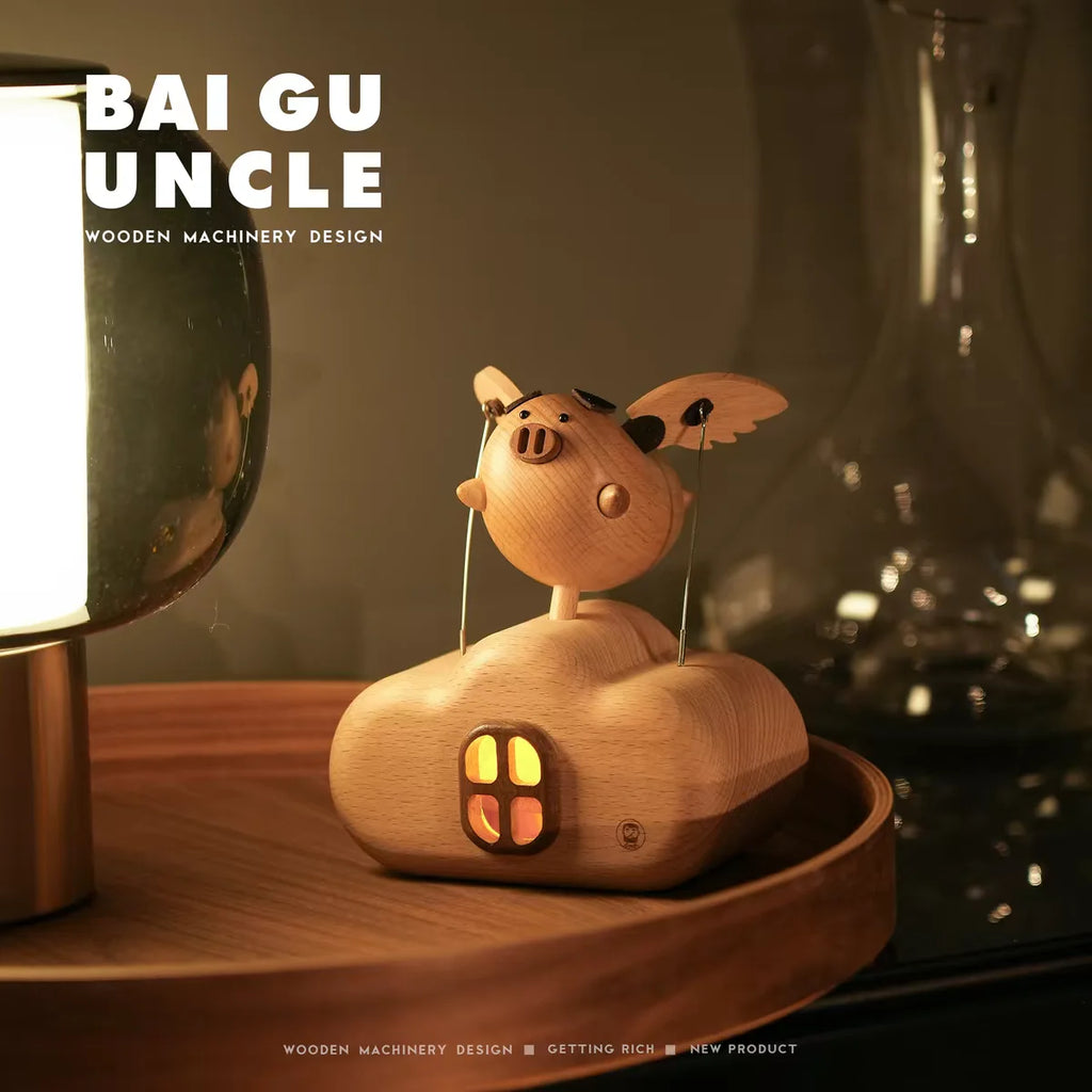 Electric Flying Pig Wooden Ornament – Quirky Gift & Novelty Toy