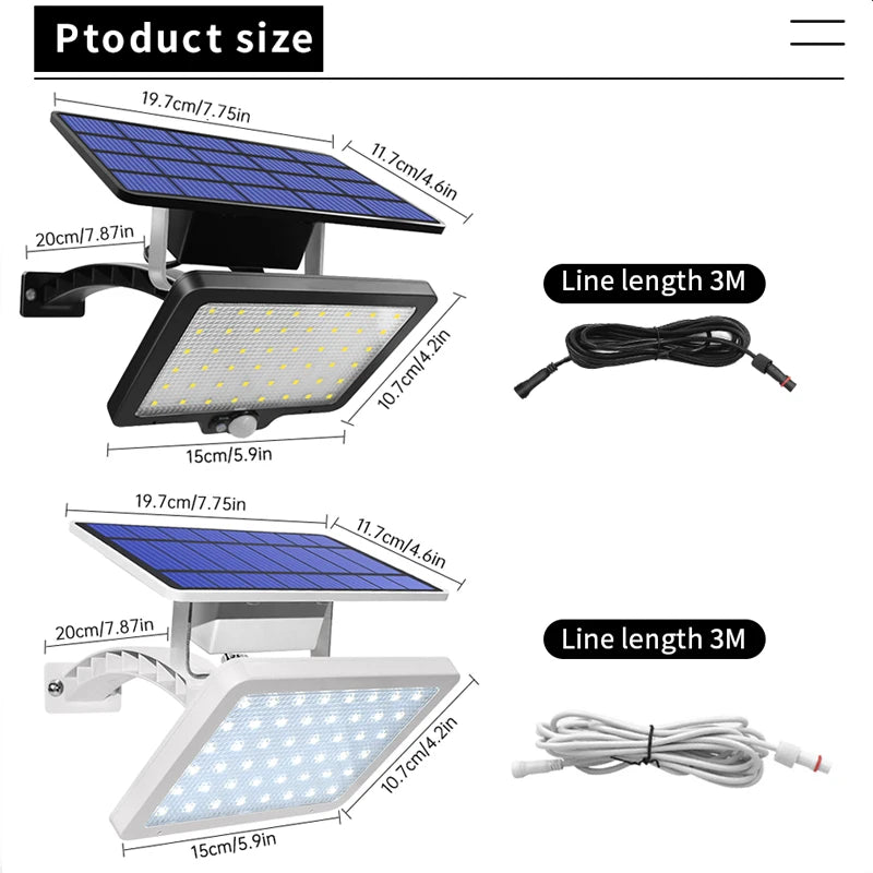 Bright 48LED Outdoor Solar Lamp Motion Detector Waterproof 5500mAh Zpaxo