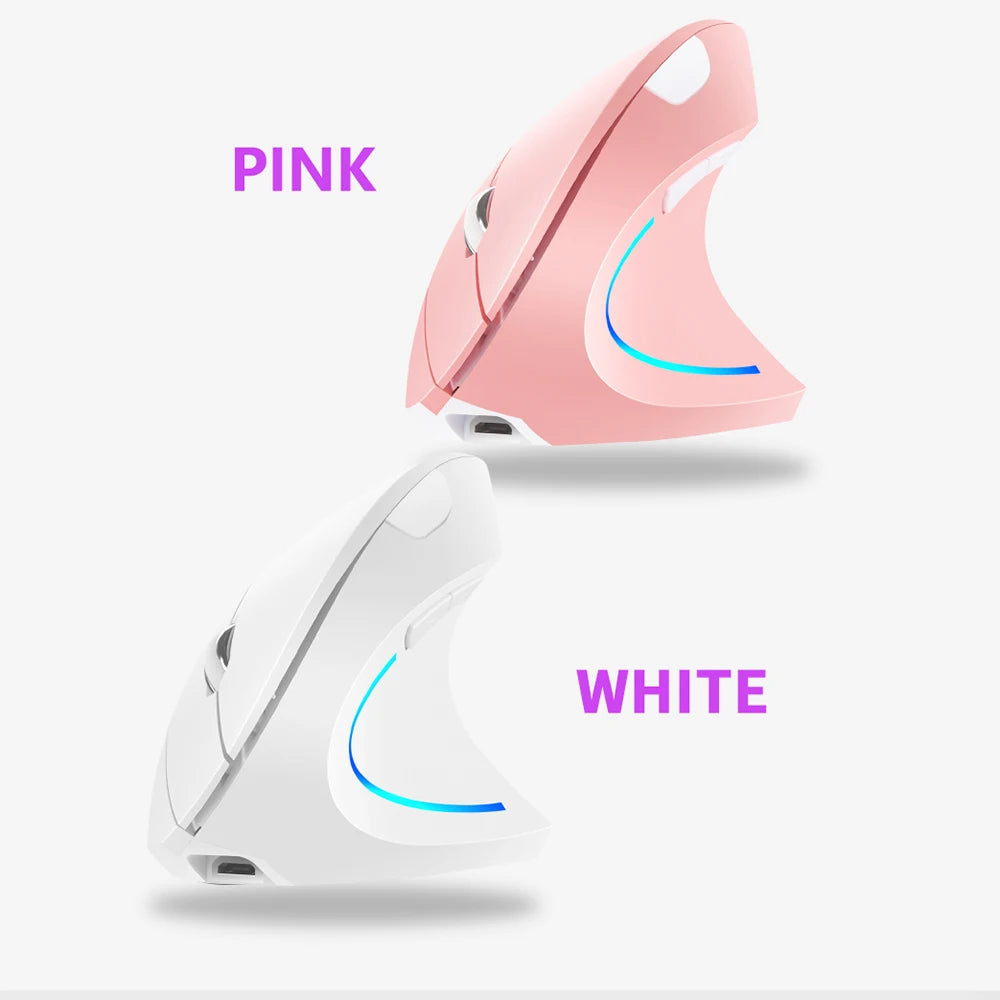 2.4G Wireless Vertical Mouse Rechargeable Upright Ergonomic Mouse 3 Adjustable DPI Levels RGB Flowing Light Plug N Play Zpaxo