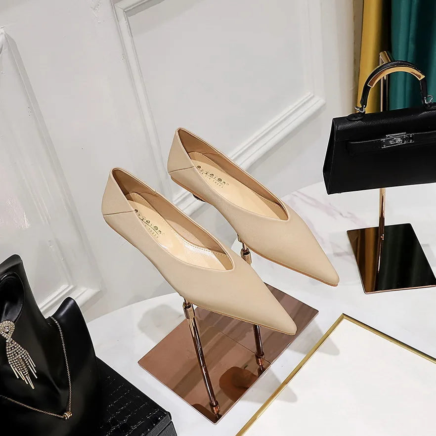 Flat Shoes for Women Spring and Autumn 2025 New Fashion Sweet Silk Shallow Mouth Pointed Toe Ladies Shoes Loafers Women Zpaxo Champagne 40