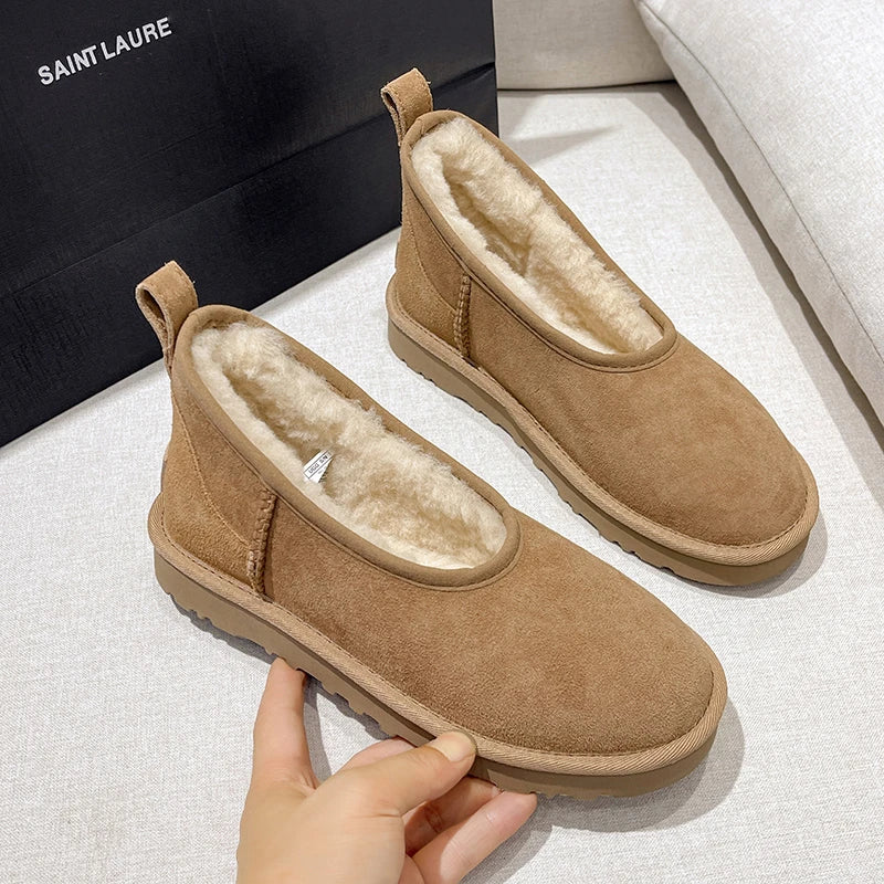 2025 Autumn Winter Fashion Classic Simple Comfortable Lamb Wool Flat