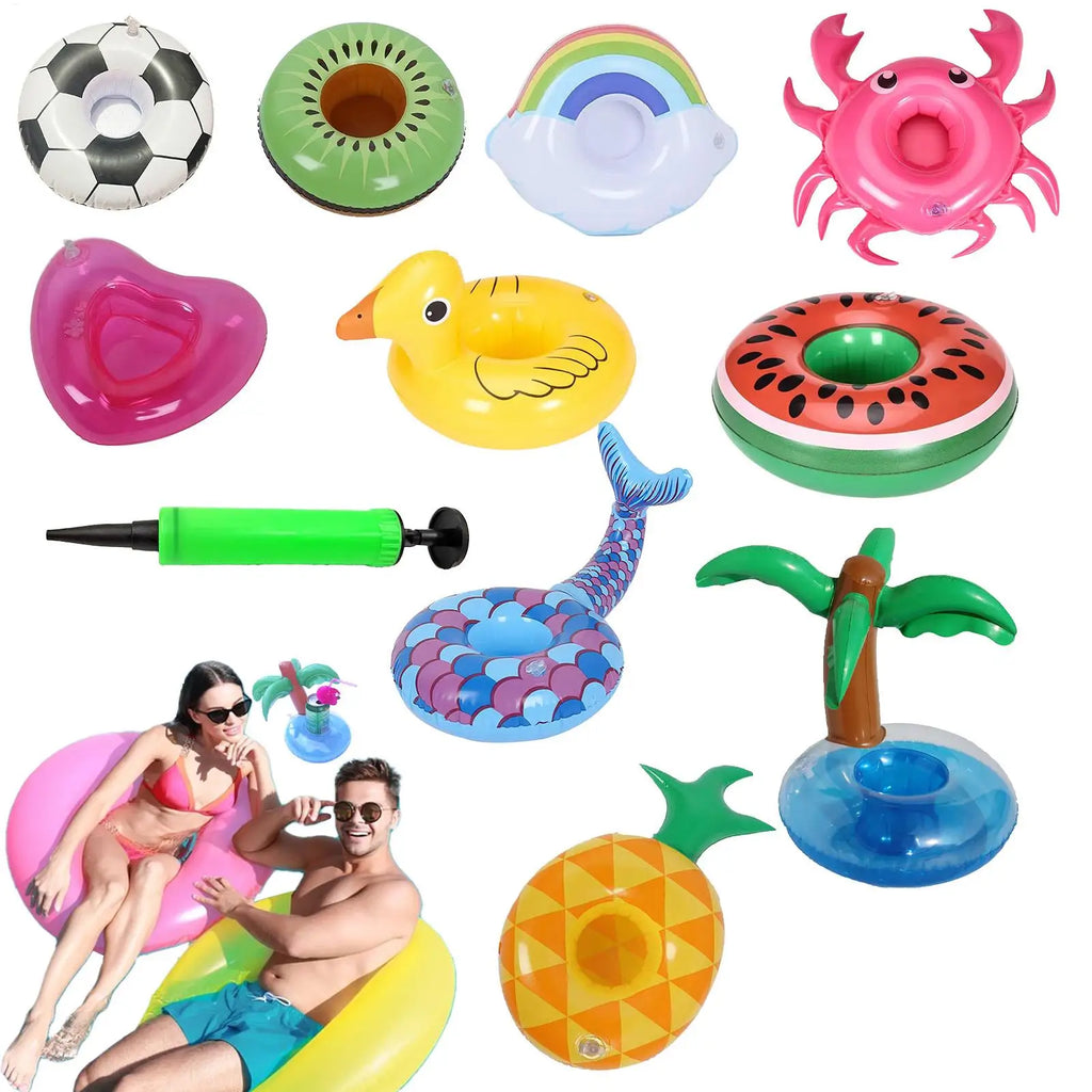 Inflatable Drink Holder Floating Cup Tray Pineapple Flamingo Beverage