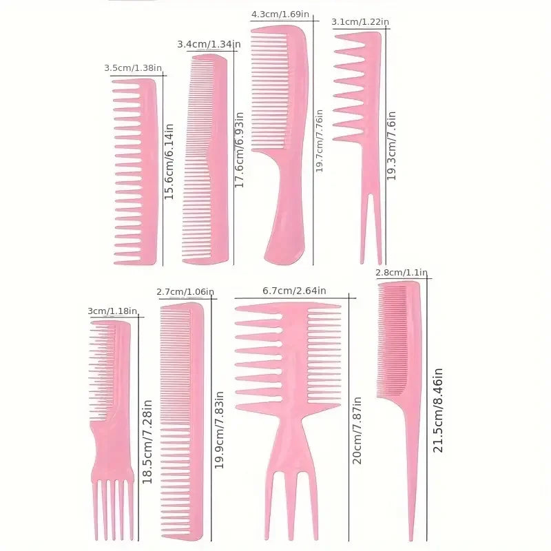 8-Piece Professional Hair Comb Set - High Quality Comb for All Hair Types and Style - Great for Barber Salon and Home Use, Travel Essentials Zpaxo