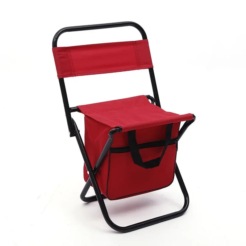 Portable Folding Fishing Chair with Cooler Bag & Backrest 2-Pack