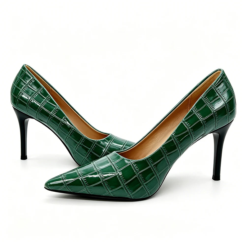 Women's Emerald Green 9cm Stiletto Pumps – PU Leather Heels