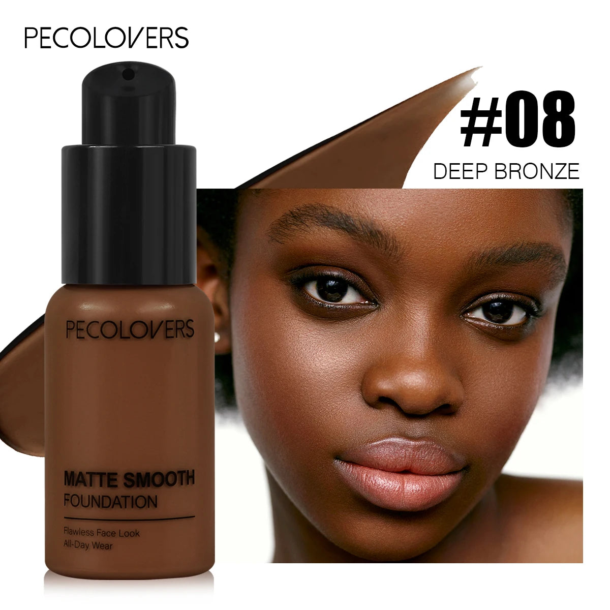 1PC Flawless Liquid Foundation - Full Coverage, Matte, Waterproof, Conceals Blemishes, Multiple Shades Zpaxo 08
