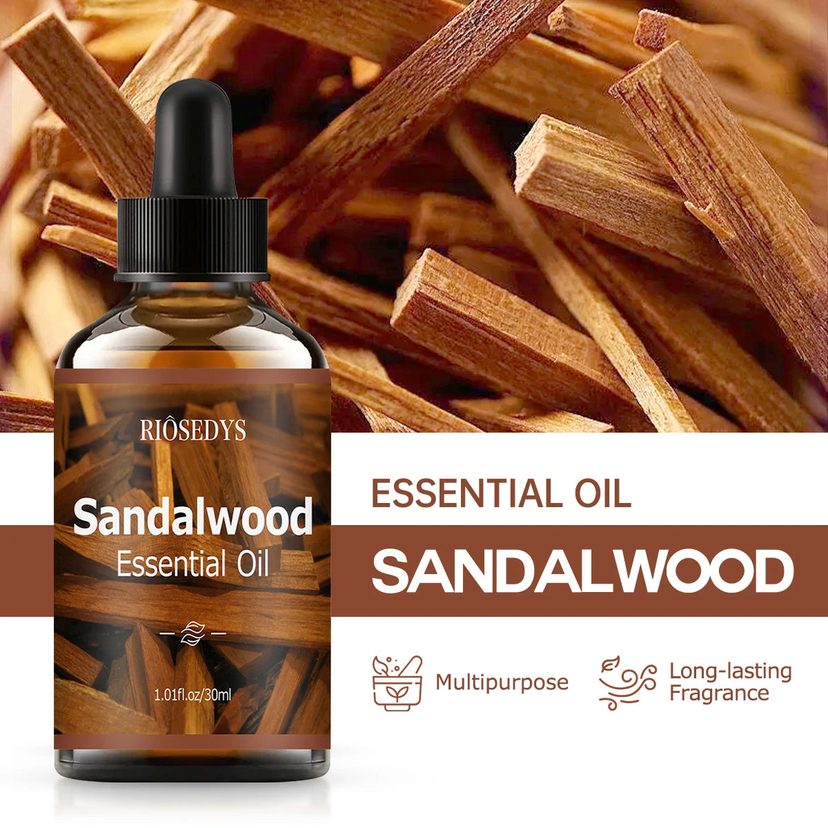 Sandalwood essential oil natural fragrance, is suitable for body massage treatments ,hair care anddiffuser Zpaxo