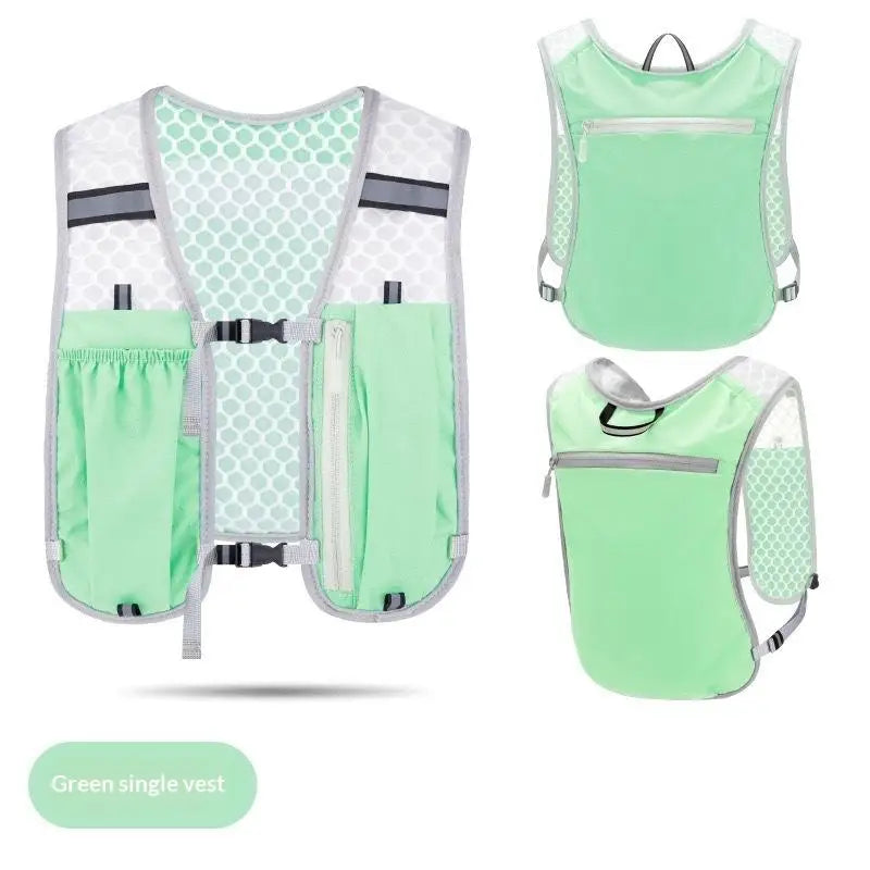 Running Water Bottle Storage Vest Men Women Lightweight Reflective Zpaxo Green