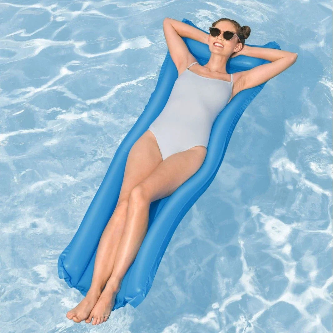 Inflatable Swim Stick Pool Float Ring Tube Water Floating Hammock Zpaxo Floating bed-blue