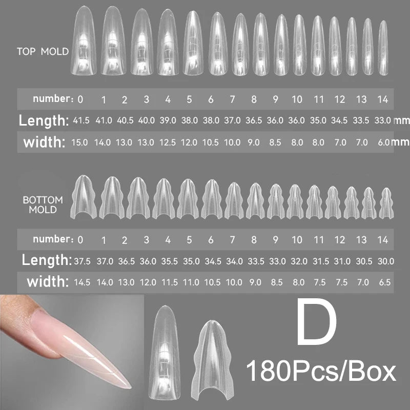 Sandwich Dual Nail Forms 180pcs 15size NEW 2025 Extensions-Dual Forms Coffin Almond Nail Forms Manicure Top Mold Bottom Mold Zpaxo F23-F50X