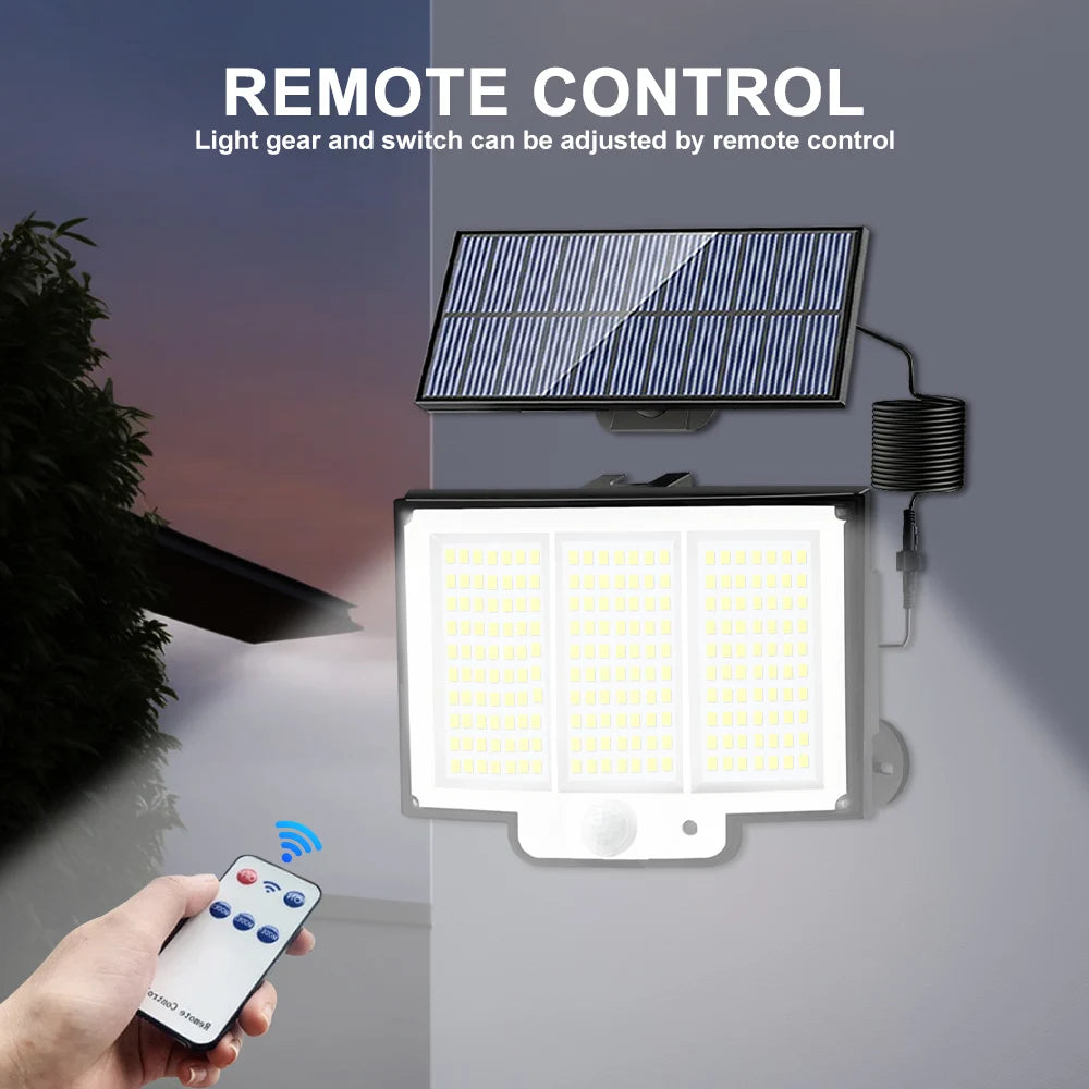 Solar Outdoor Light 210LED Flood Lights With Remote Solar Motion Sensor 3 Modes Solar Powered Security Light For Outside Patio Zpaxo