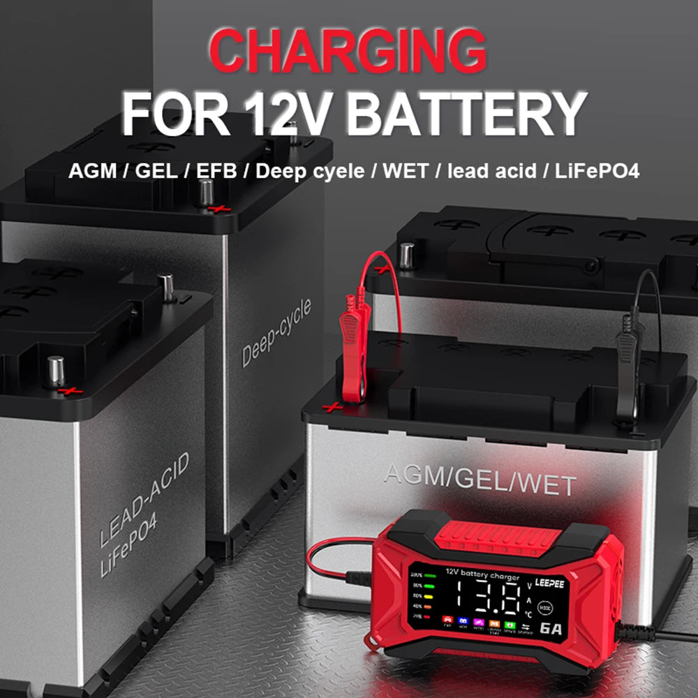 14 6V 10A Iron Lithium Charger Digital LCD Display Smart Battery
