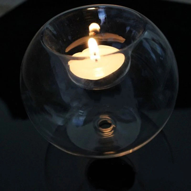 Round Clear Glass Candle Holder Oil Lamp Table Decoration Christmas