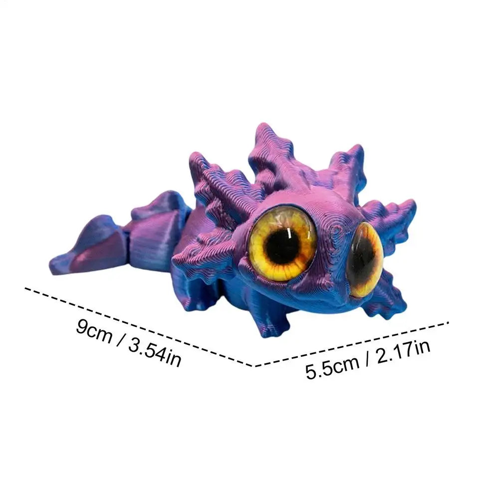 3D Printed Axolotl Articulated Fidget Figurine Moving Joints Big Eyes