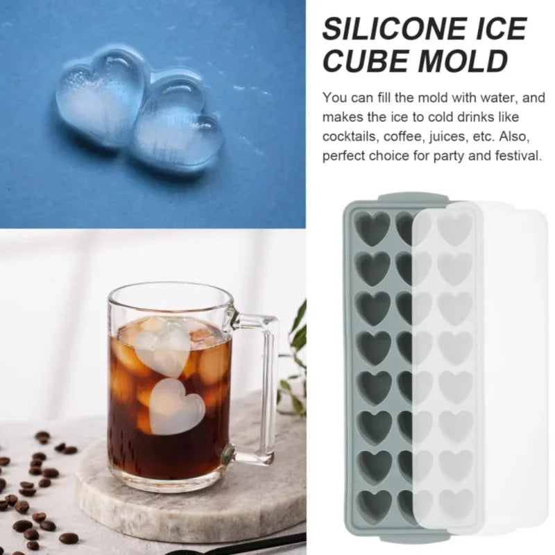 Heart Paw Print Ice Cube Tray Romantic Silicone Mold Lid Pet Lovers