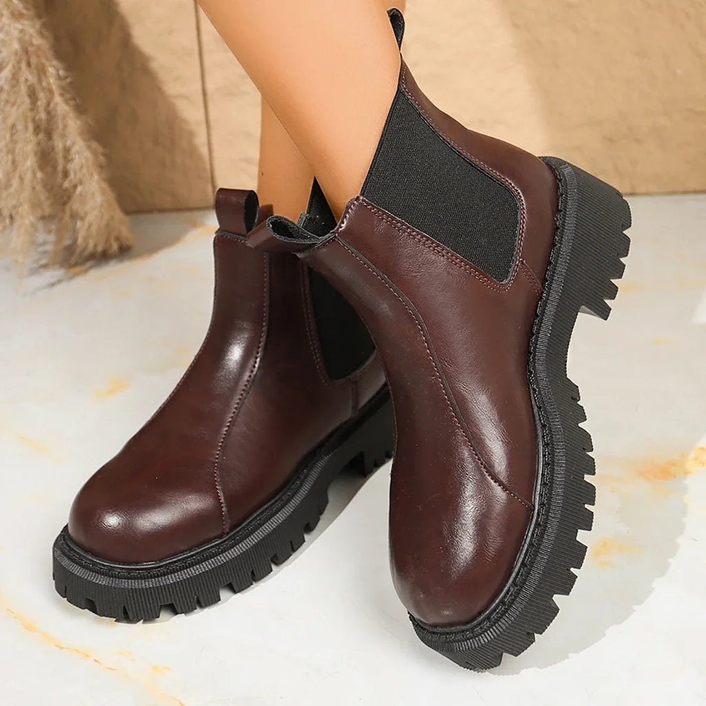Trend Women Ankle Boots Elegant Fashion Thick-soled Short Boots Autumn Winter Comfortable Shoes Women Outdoor Shoes for Women Zpaxo Brown 37